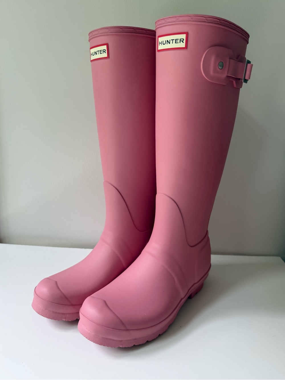 Hunter Tall Pink Rubber Rain Boots